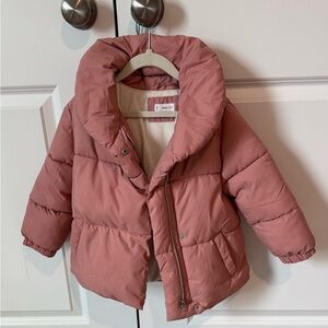 Girls Pink Puffer Jacket From Zara